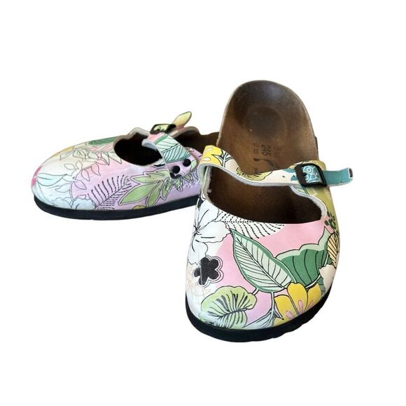 Birkis by Birkenstock Maria Retro Tropical Floral Mary Jane Mules Size 38 W7 - Picture 1 of 10